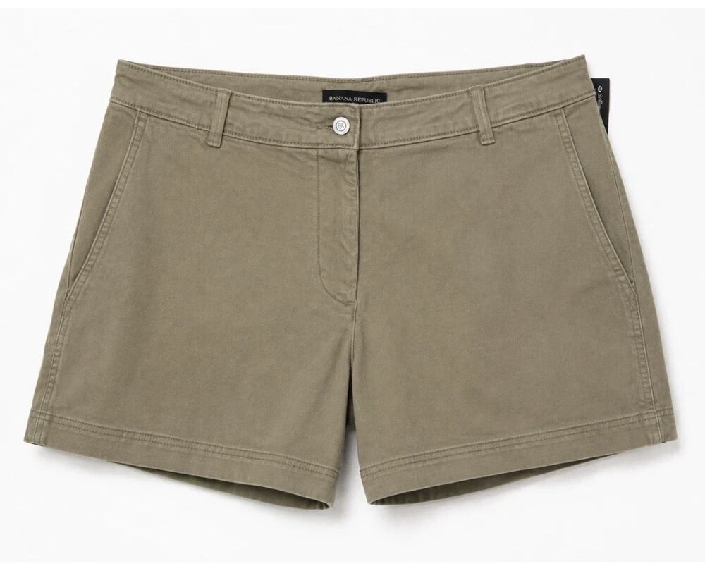 Banana Republic Everyday Shorts Women's 14 Olive Green 4" Garment Dyed NWT